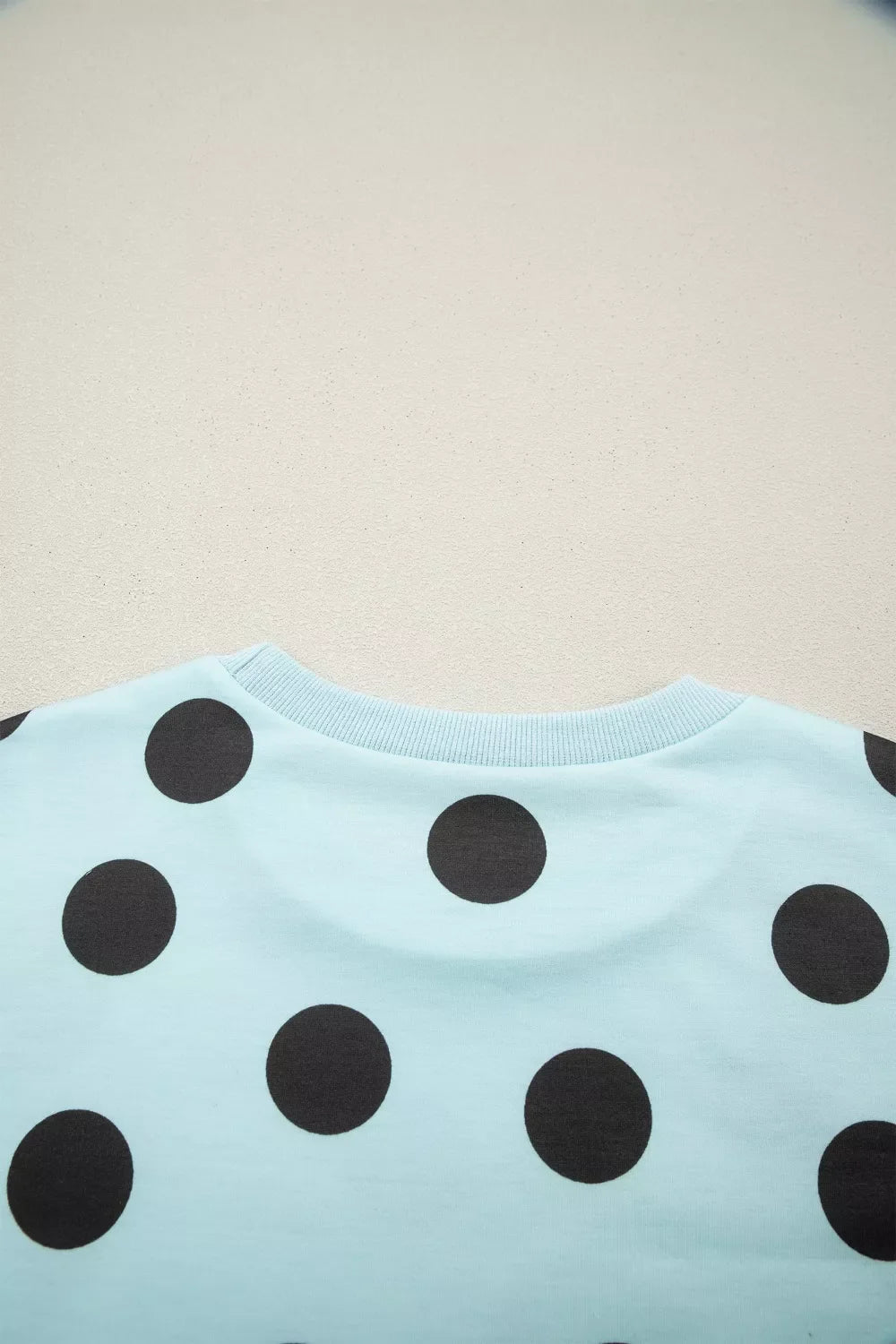 Polka Dot Short Sleeve Top Casual Skort 2pcs Outfit