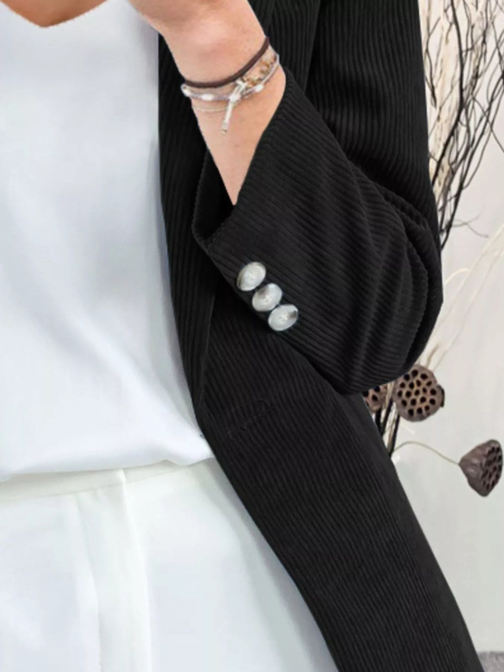 Corduroy Lapel Collar Casual Blazer