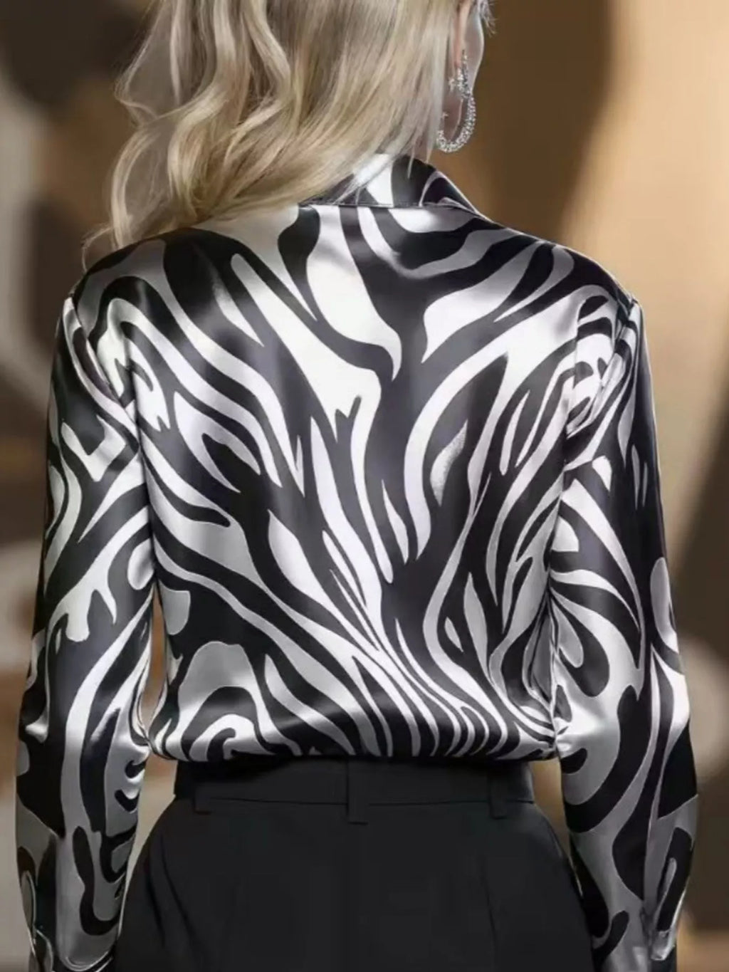 Zebra Print Button Up Shirt