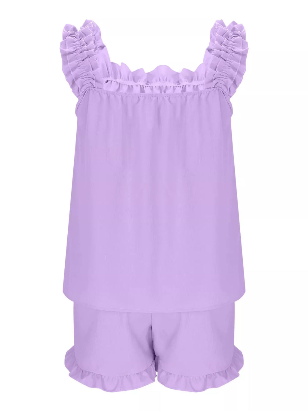 Ruffle Trim Sleeveless Top and Shorts Set