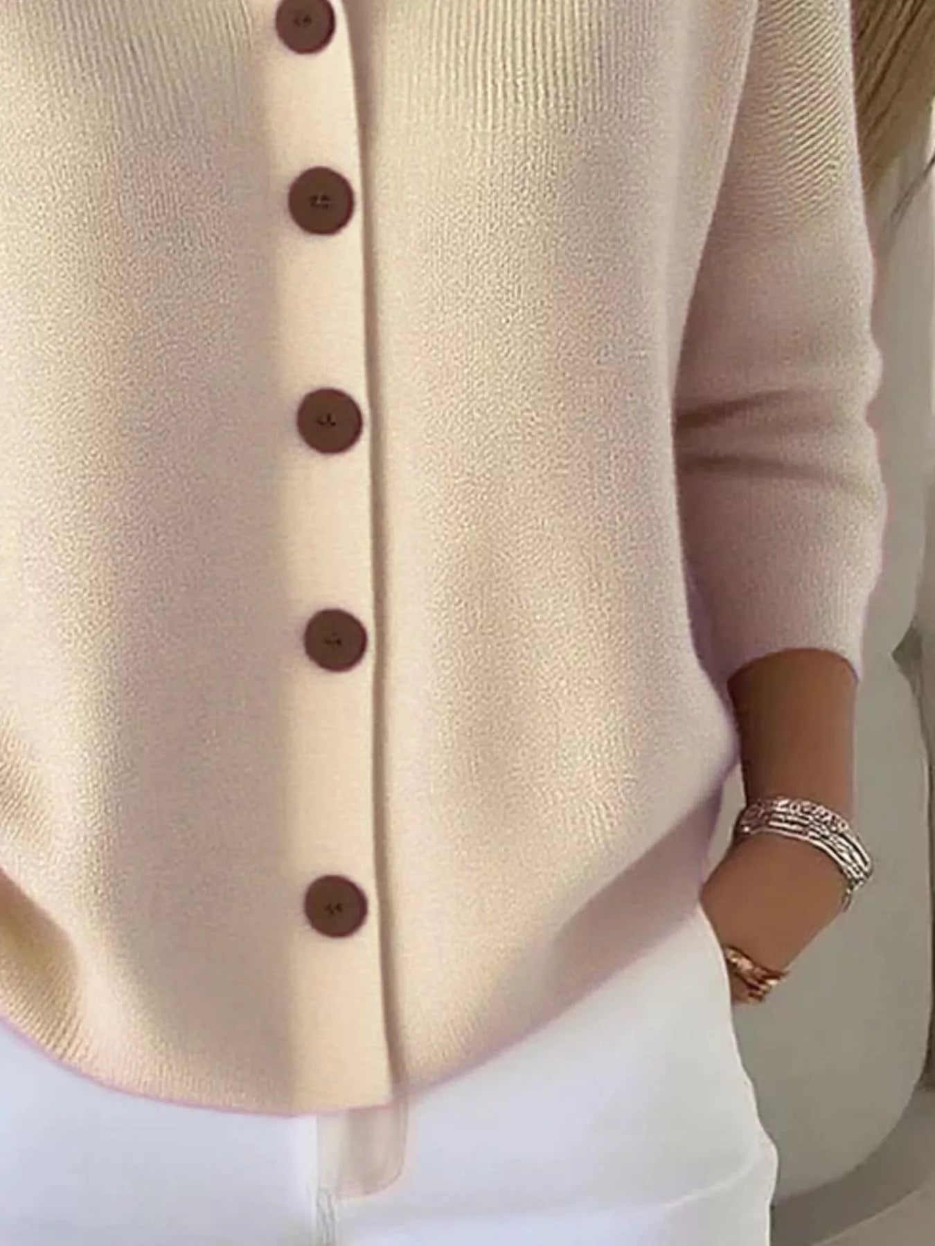 Full Size Button-Down Knit Cardigan Plus Size