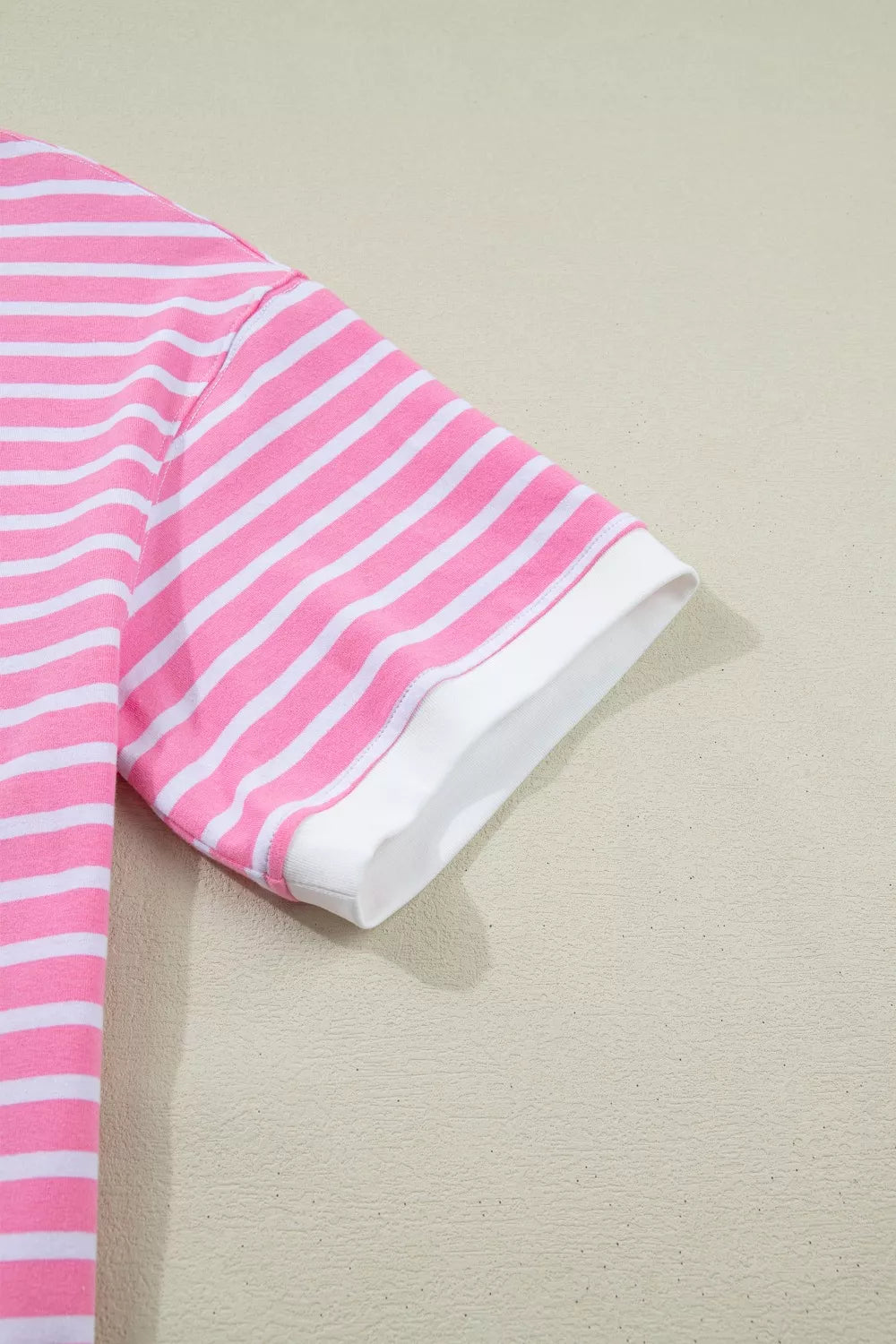 Stripe Round Neck Drop Shoulder Short Sleeve Loose Top
