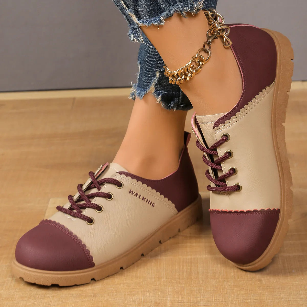 Color Block Lace Up Sneakers