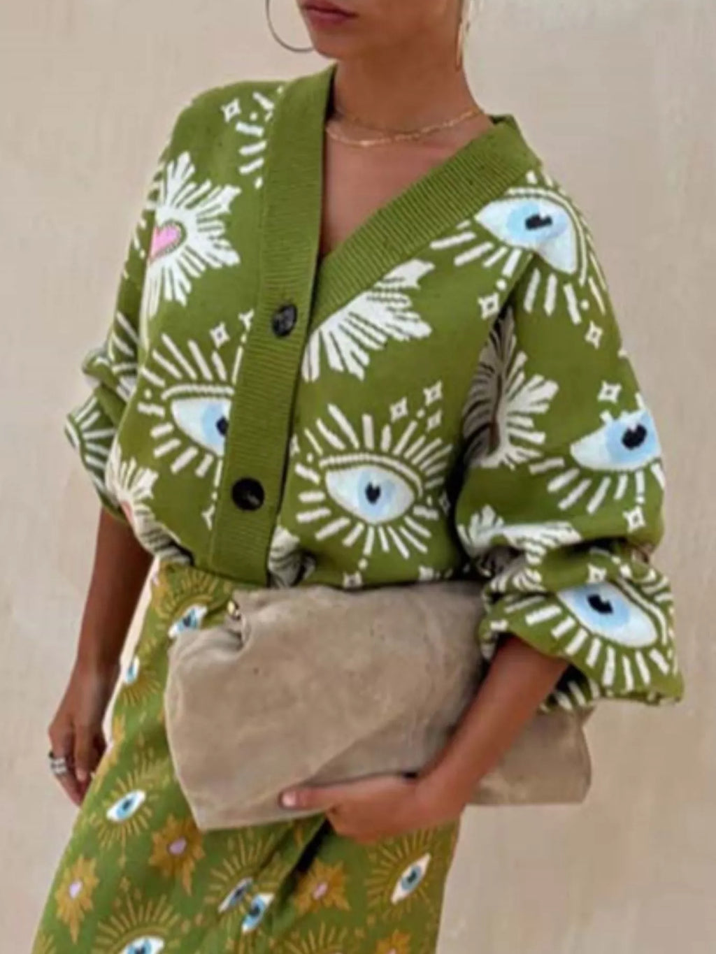 Button-Down Dropped Shoulder Cardigan