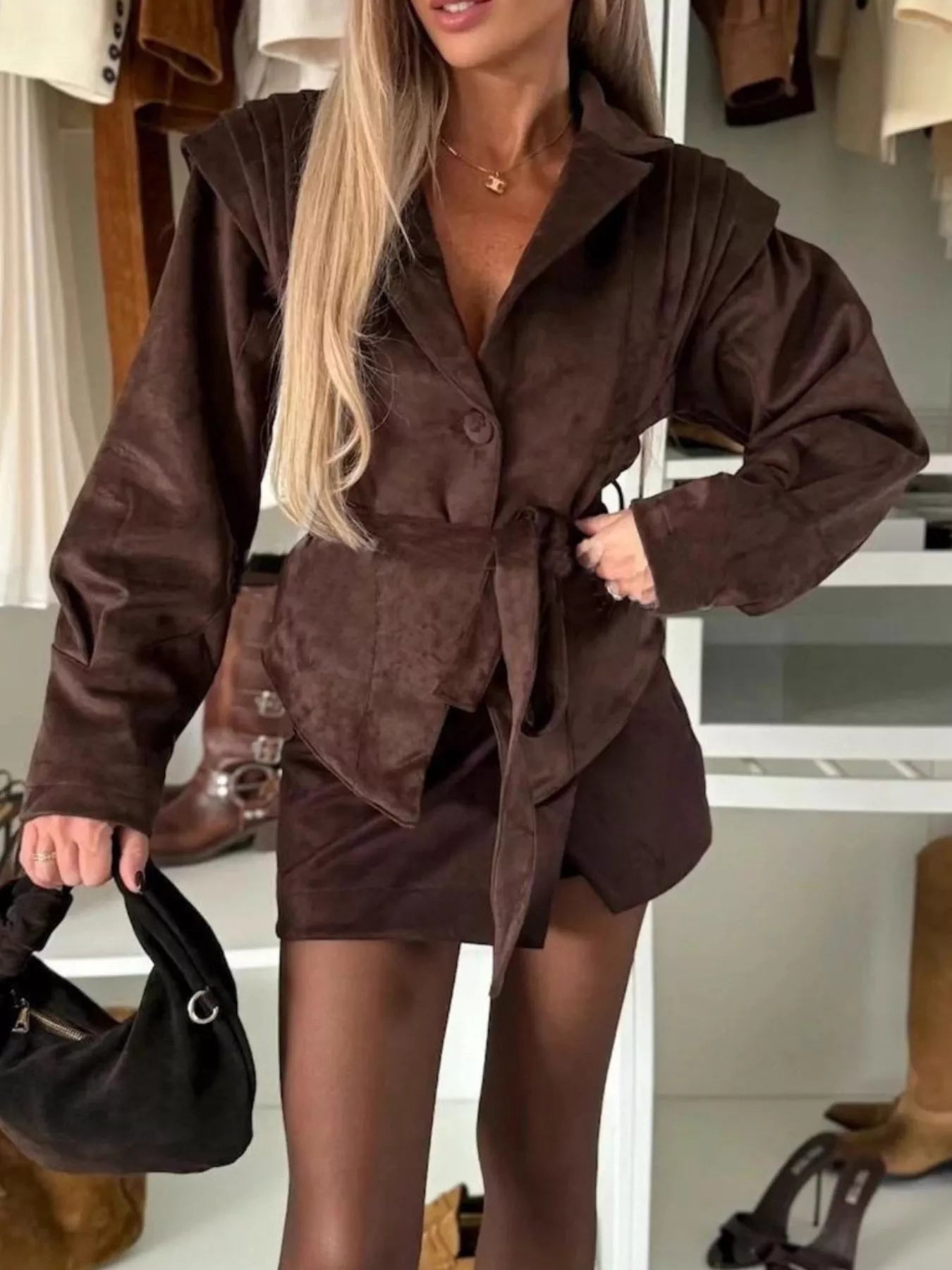 Lapel Collar Long Sleeve Jacket