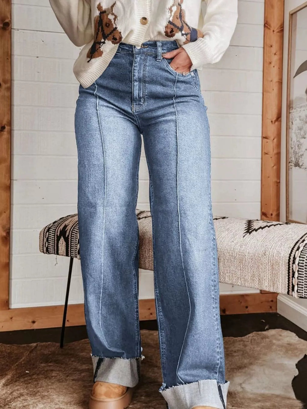 High-Waisted Wide Leg Jeans
