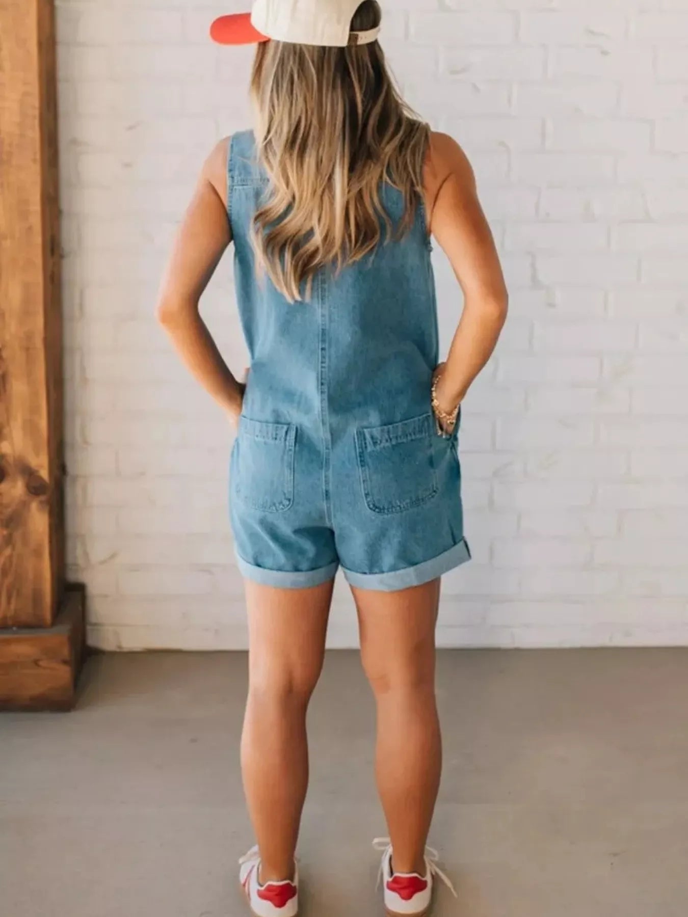 Sleeveless Zip-Up Denim Romper