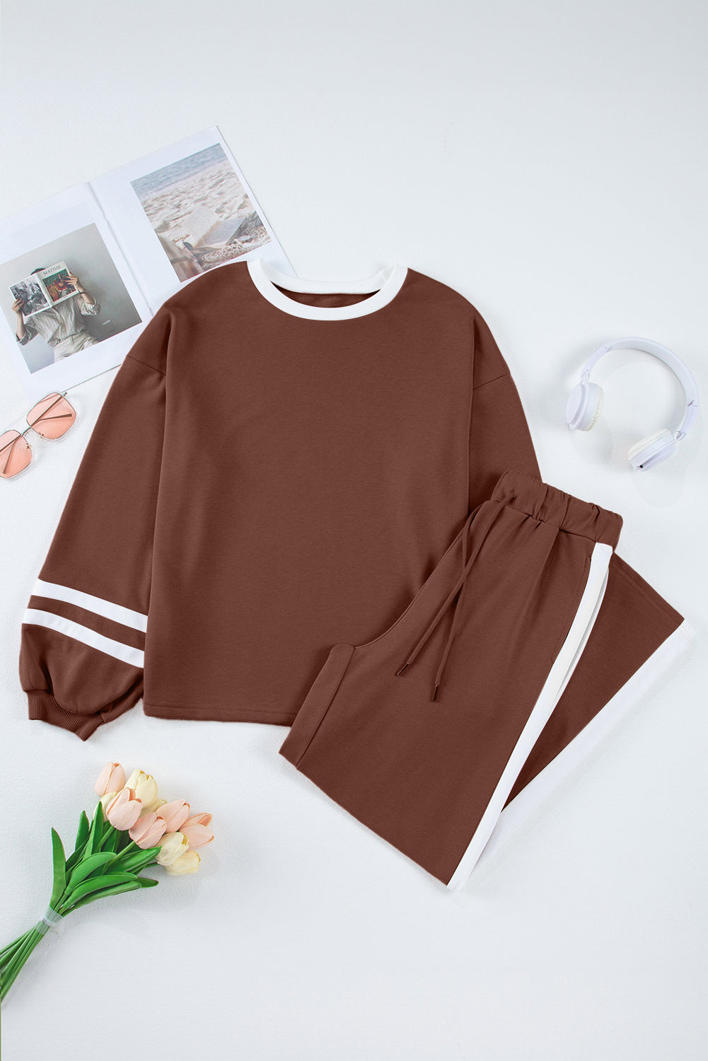 Varsity Stripe Pullover and Drawstring Pant Set