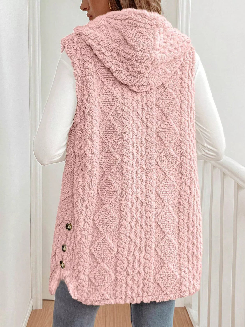 Cozy Sherpa Fleece Hooded Vest Coat