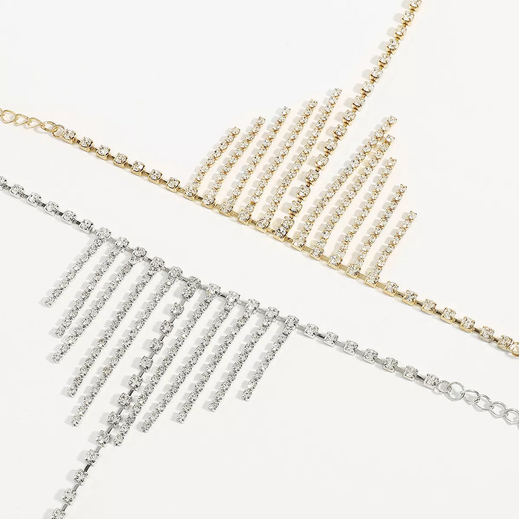 Rhinestone Fringe Hand Chain Bracelet