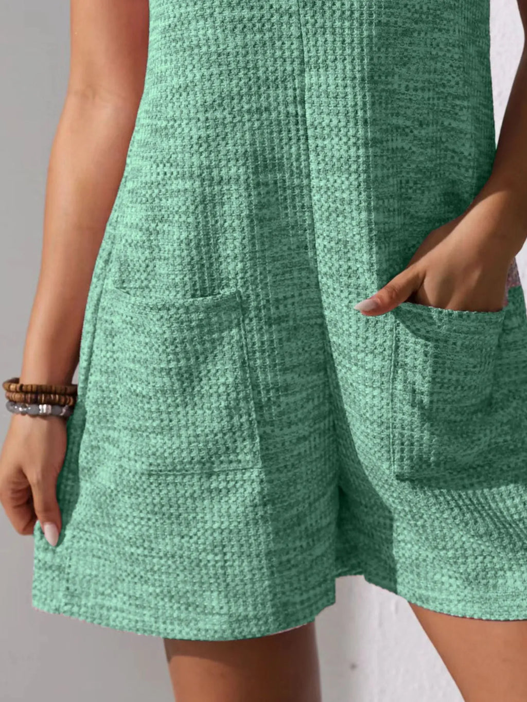 Full Size Button Front Romper with Pockets Plus Size