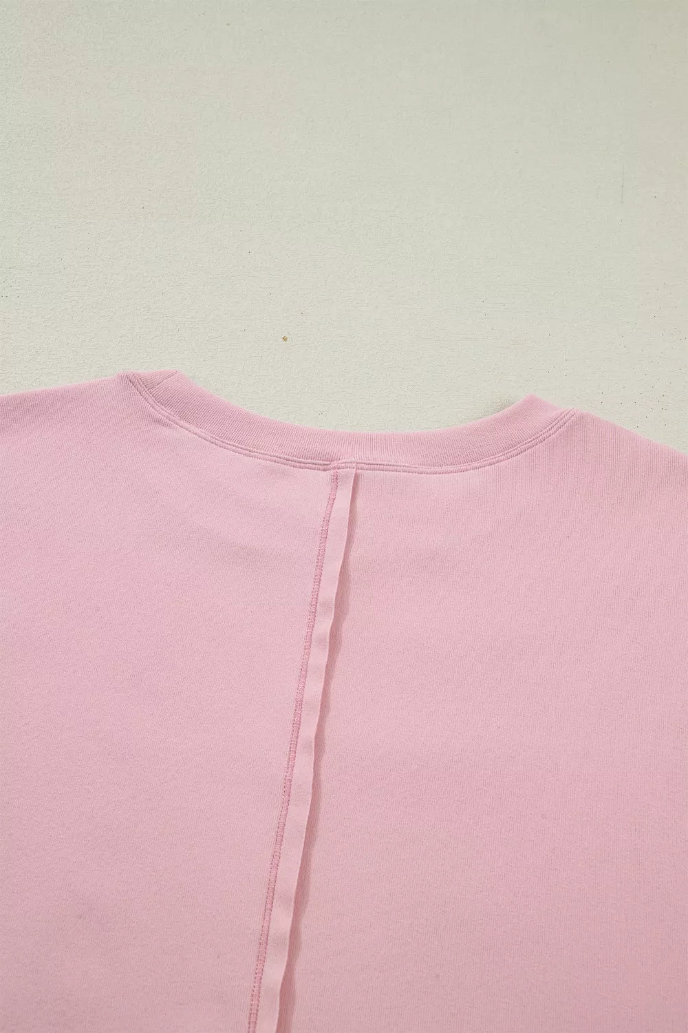 Solid Color Bow Textured Patchwork Long Sleeve Tee