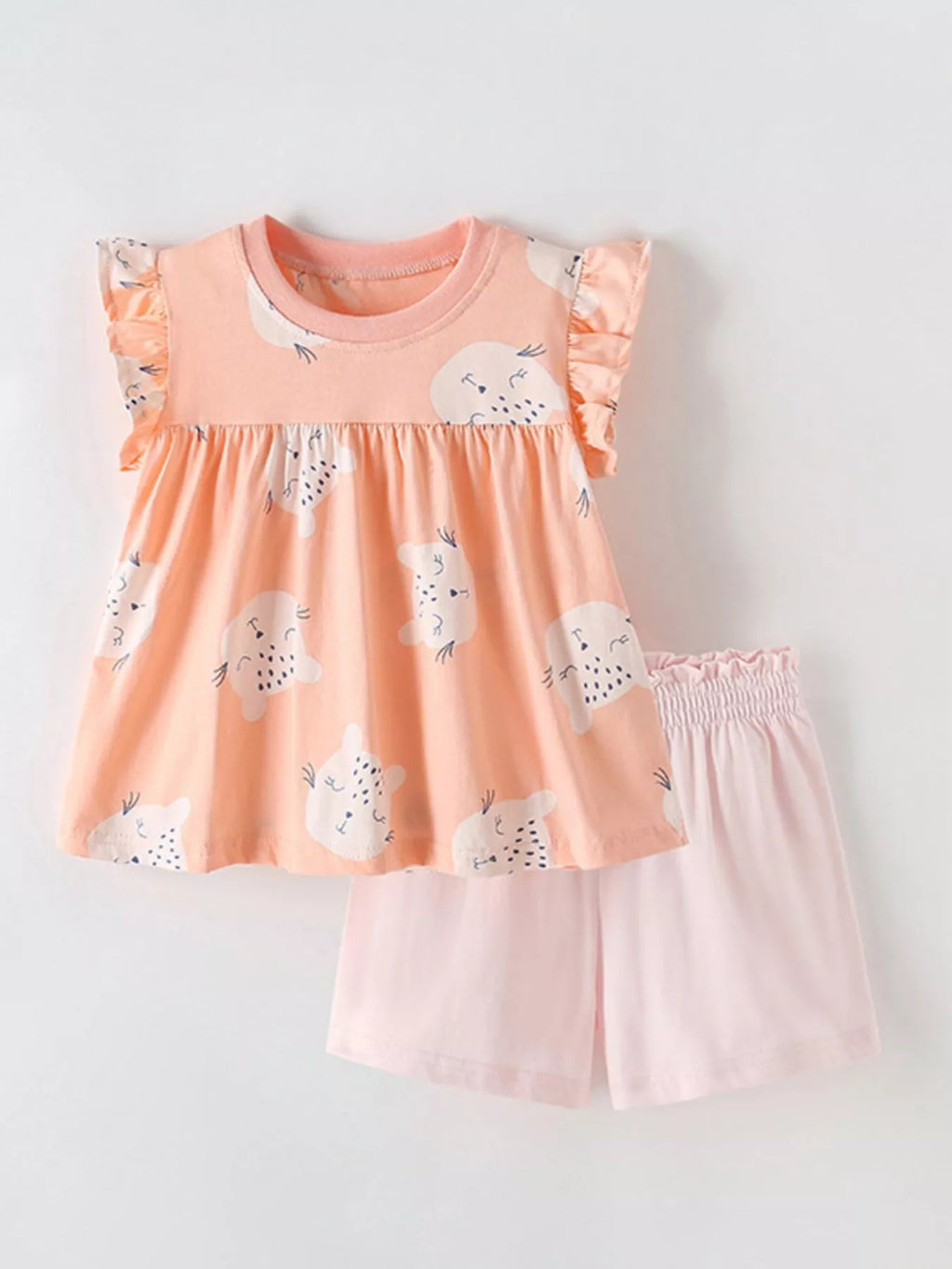 Children's Ruffled Sleeve Top and Shorts Set