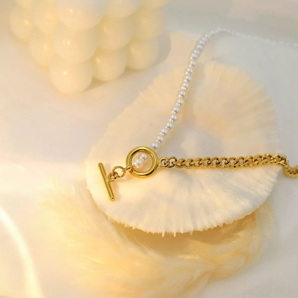 18K Gold-Plated Pearl Toggle Necklace