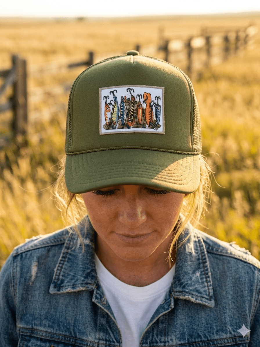 Fishing Lures Embroidered Patch Trucker Hat
