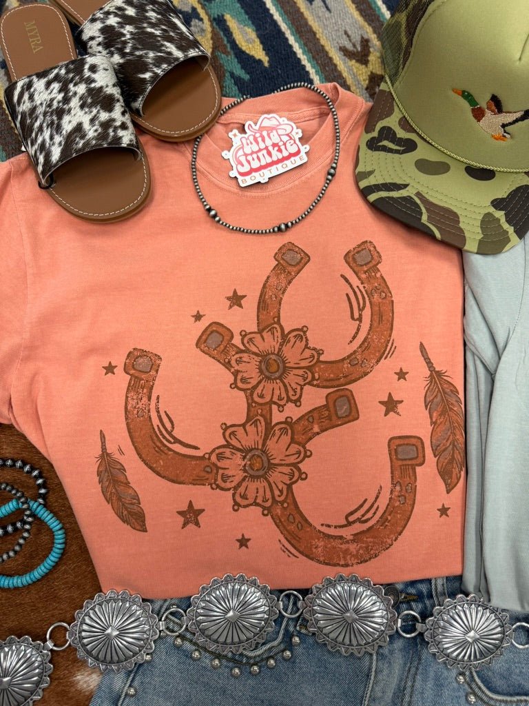Floral Horseshoe Graphic Tee - Terracotta