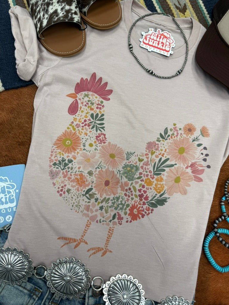 Floral Rooster Graphic Tee