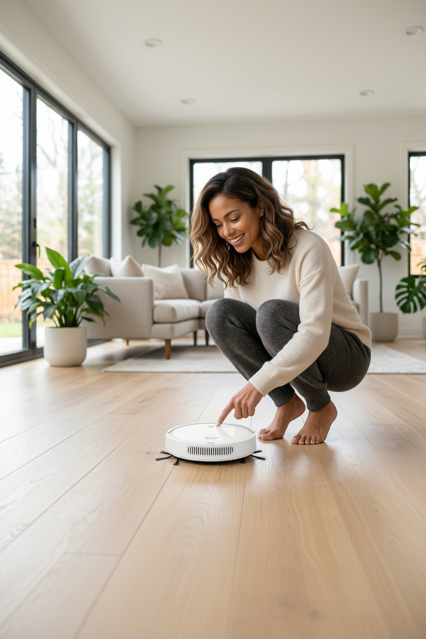 🤖✨Oubao™ OB8s Smart Robot Vacuum Cleaner – 3-in-1 Sweep, Vacuum & Mop | One-Touch Operation | USB Charging | Black & White | 150+ sq m Coverage