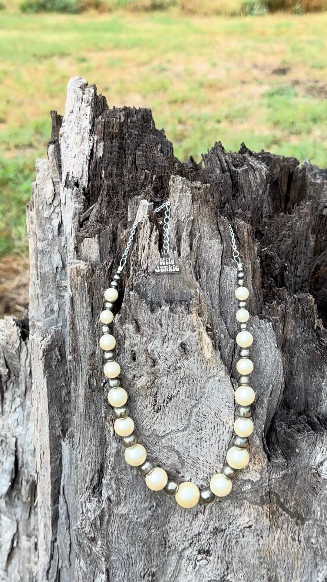 Graduated White Pearl and Sterling Silver Beaded Necklace