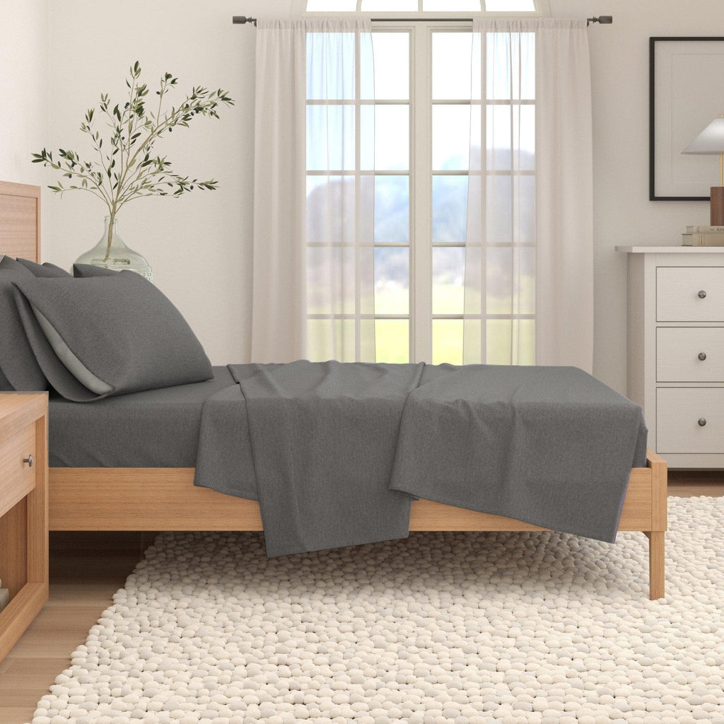 Heathered Solid Cotton Blend Flannel Sheet Set - Anders Collection
