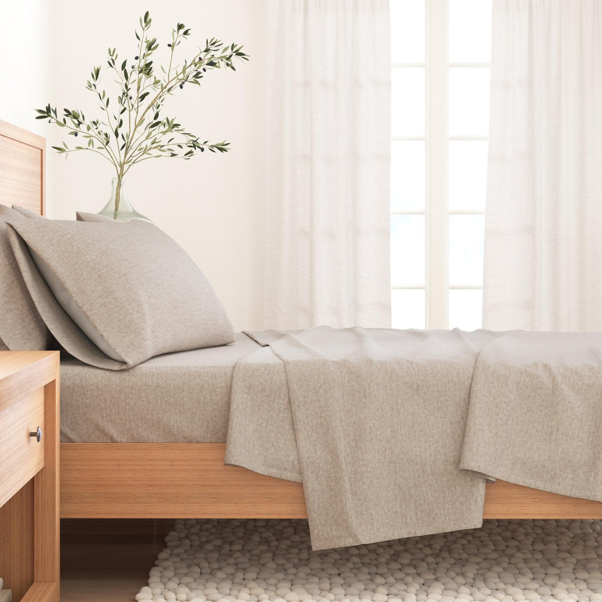Heathered Solid Cotton Blend Flannel Sheet Set - Anders Collection