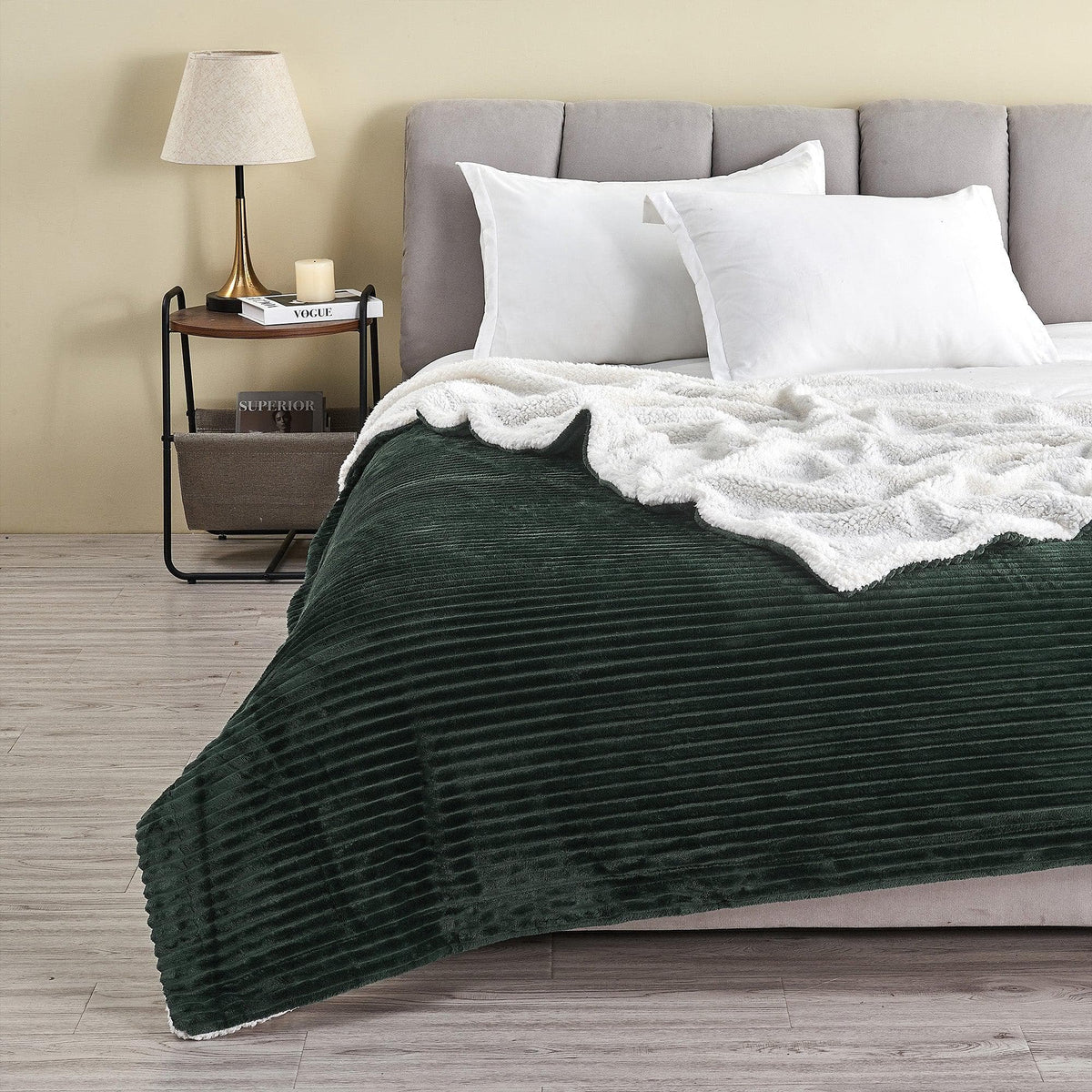 Ribbed Sherpa Throw Blanket - Corduroy Collection
