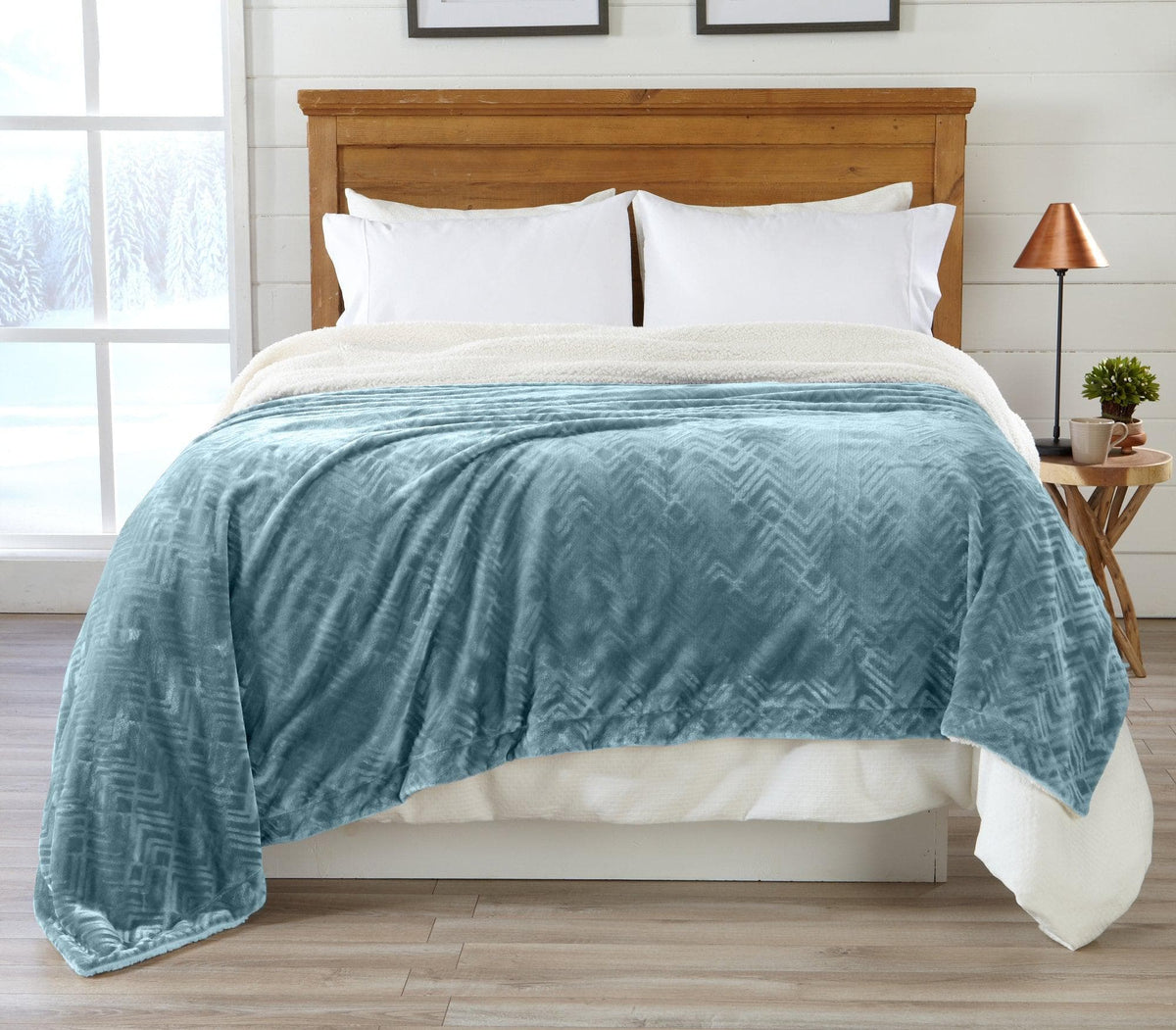 Velvet Plush Sherpa Luxury Bed Blanket - Cielo Collection