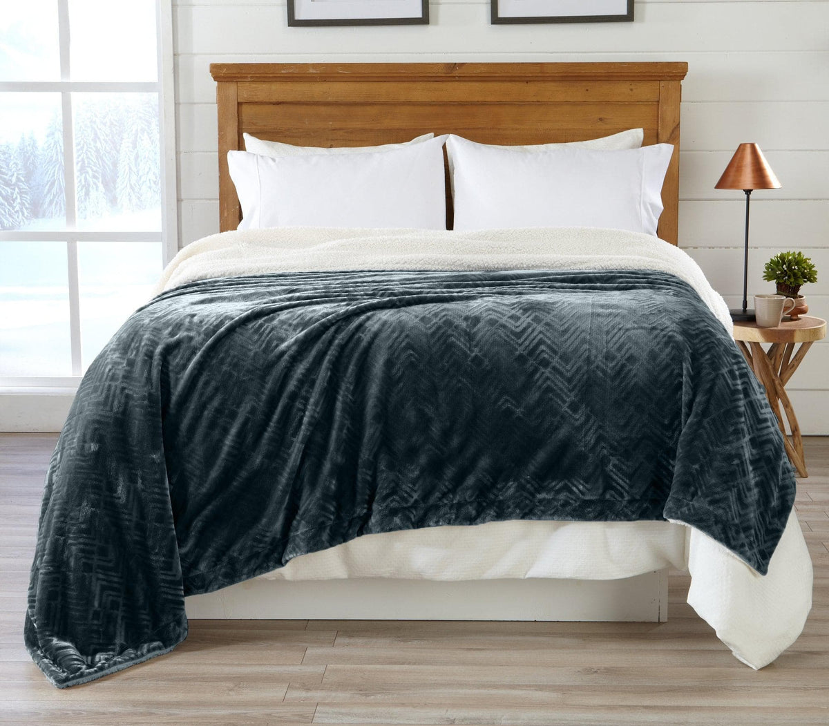 Velvet Plush Sherpa Luxury Bed Blanket - Cielo Collection