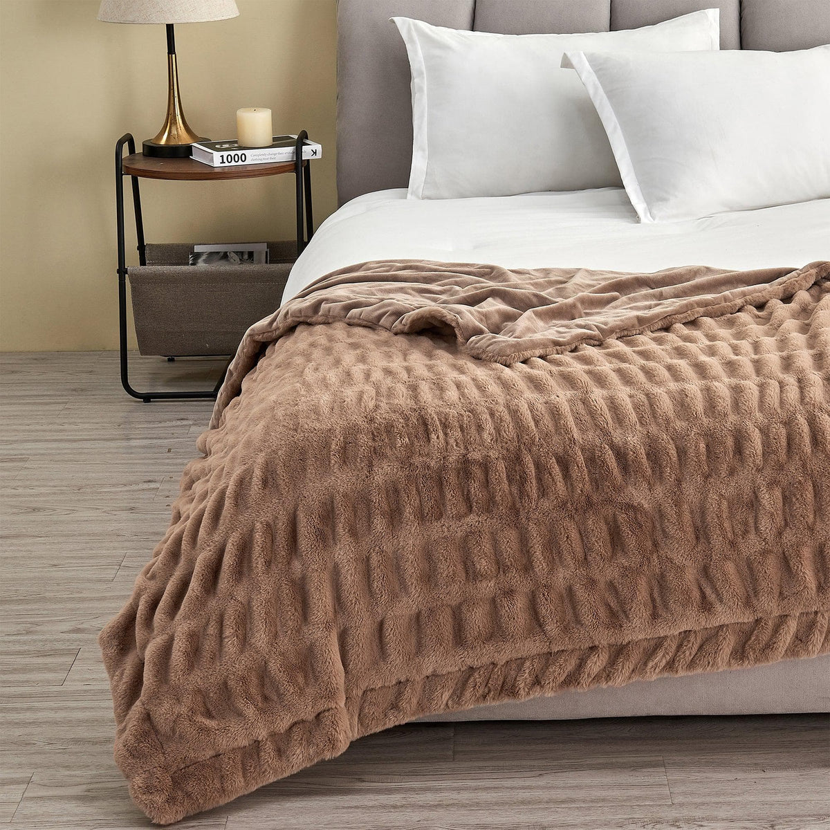 Ruched Faux Fur Throw Blanket - Alondra Collection