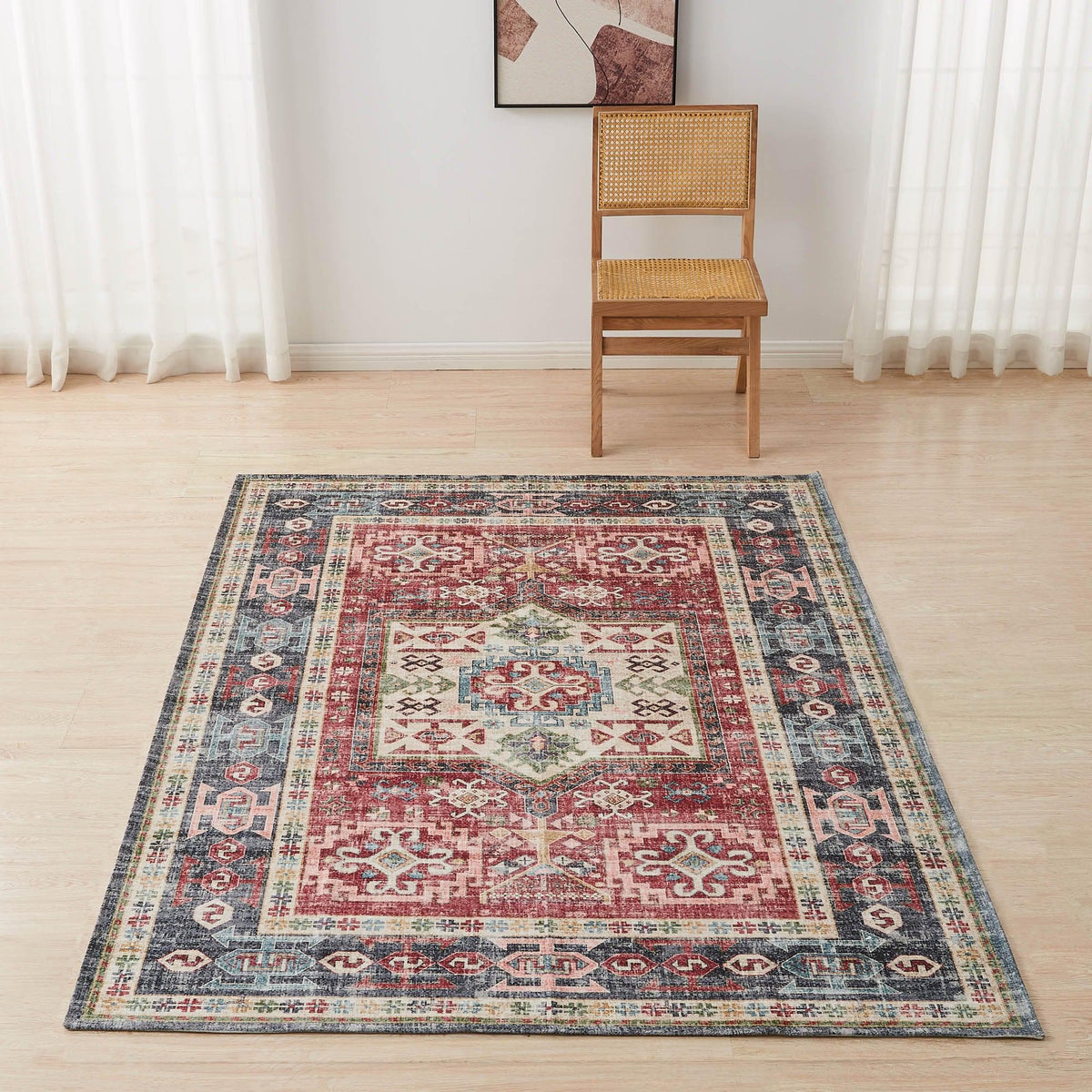 Medallion Machine Washable Accent Area Rug 5' x 7' - Nava Collection