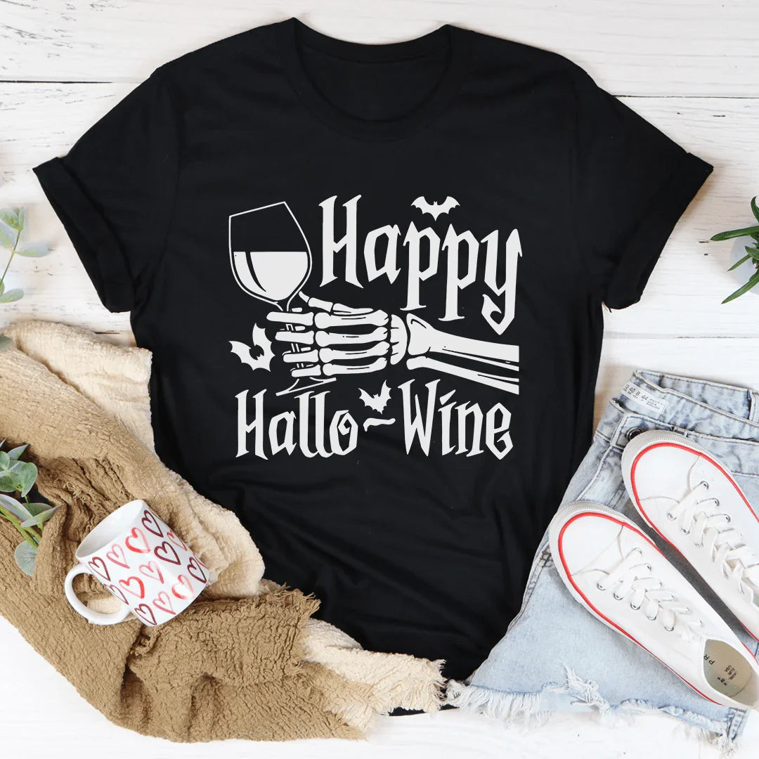 Happy Hallowine Skull Hand Tee