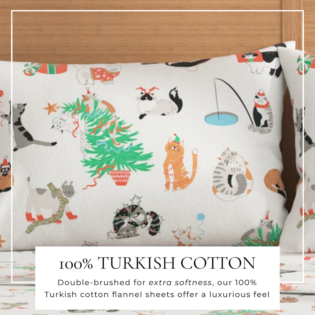 Turkish Cotton Christmas Flannel Sheet Set - Whittaker Collection