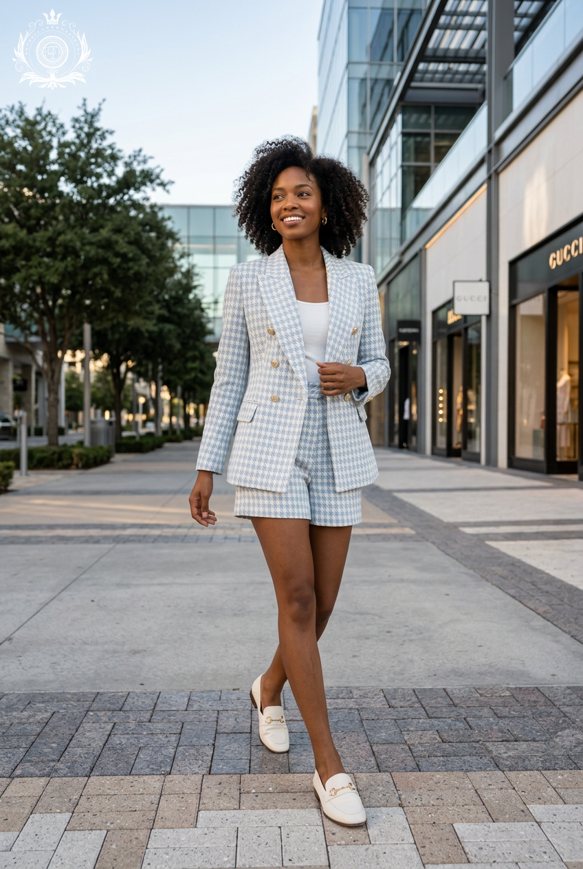 Women's Plaid Blazer & Bottom Options | Double-Breasted Styling | Workwear & Smart-Casual Outfits