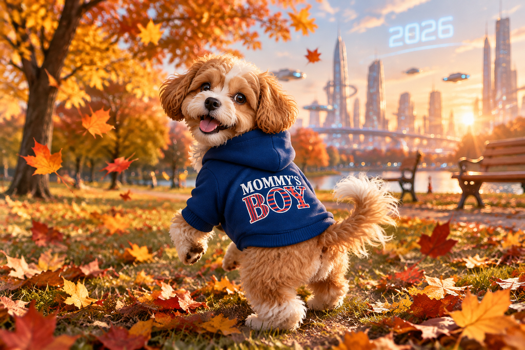 Mommy's Boy Pet Hoodie | Cute Sweatshirt Coat for Dogs & Cats | Small & Medium Pet Outfit