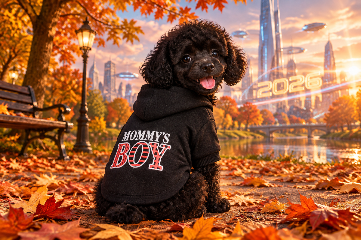 Mommy's Boy Pet Hoodie | Cute Sweatshirt Coat for Dogs & Cats | Small & Medium Pet Outfit