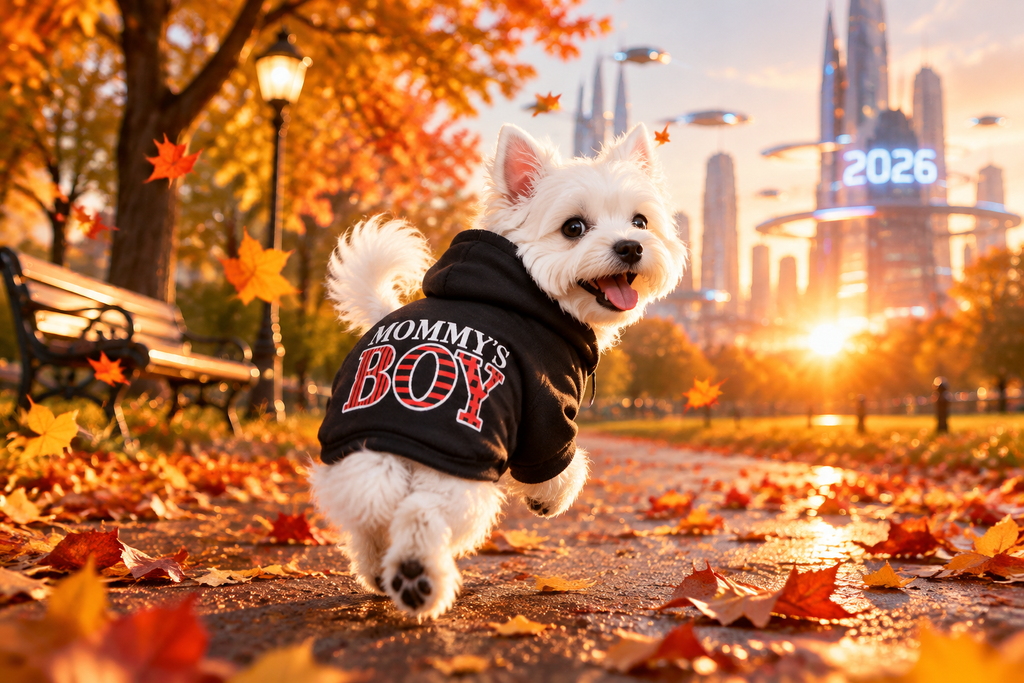 Mommy's Boy Pet Hoodie | Cute Sweatshirt Coat for Dogs & Cats | Small & Medium Pet Outfit