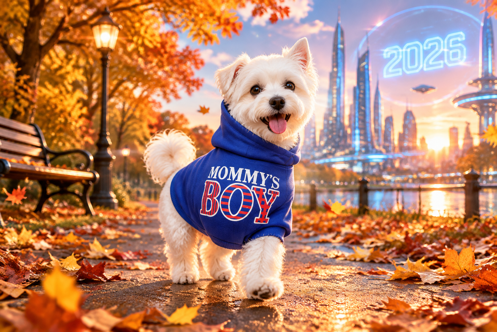 Mommy's Boy Pet Hoodie | Cute Sweatshirt Coat for Dogs & Cats | Small & Medium Pet Outfit