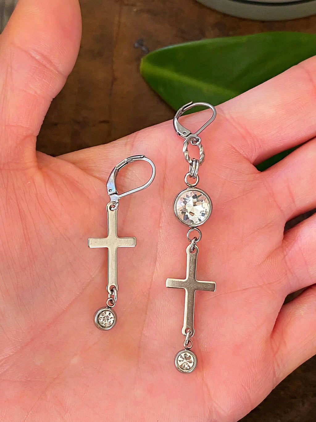 SILVER CROSS EARRINGS