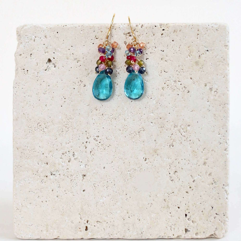 Neon Blue Quartz Bala Earrings