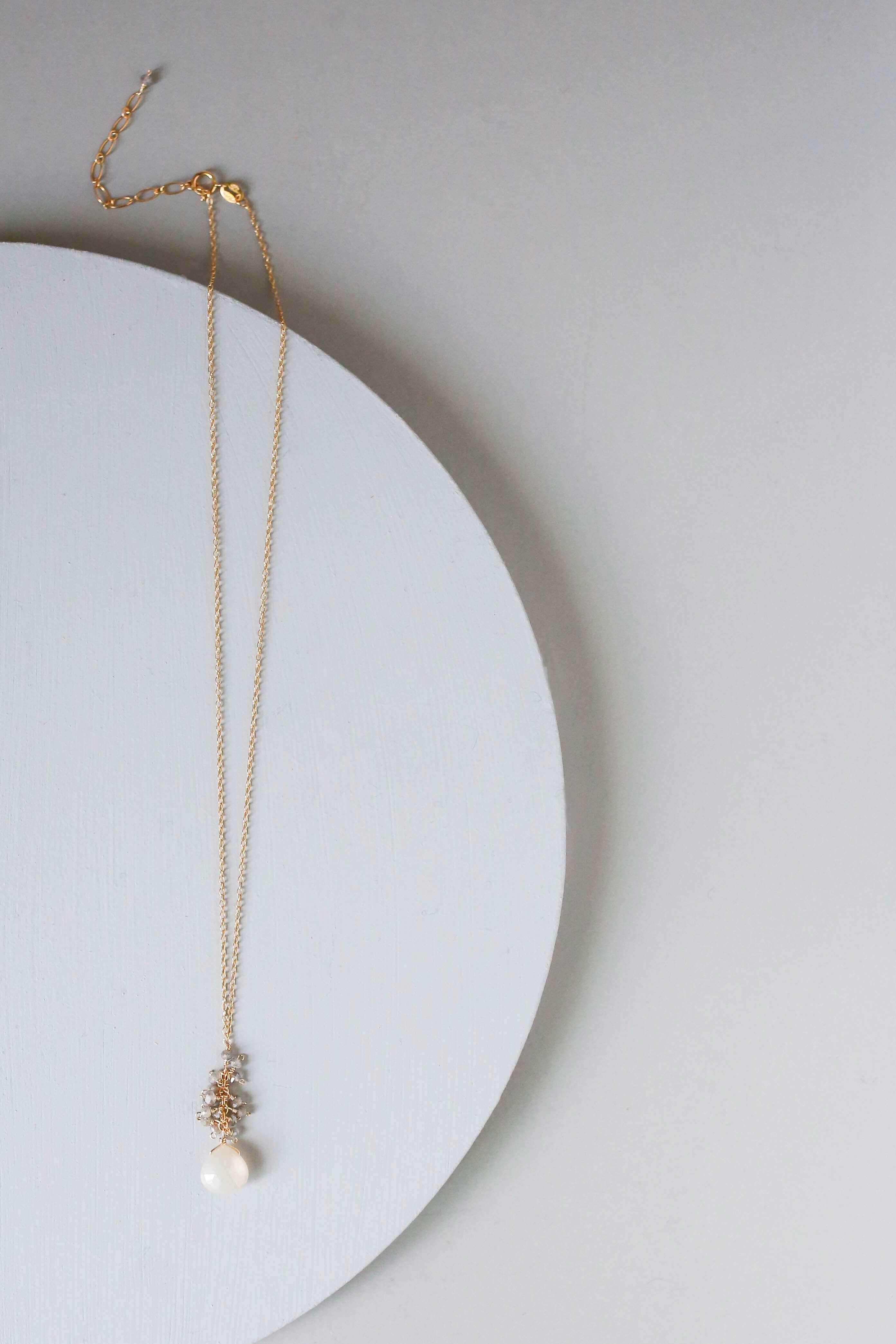 White Chalcedony Cluster Necklace