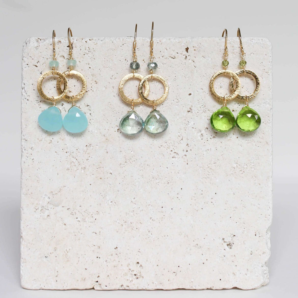 The Airie Earring - Blue Chalcedony Gold