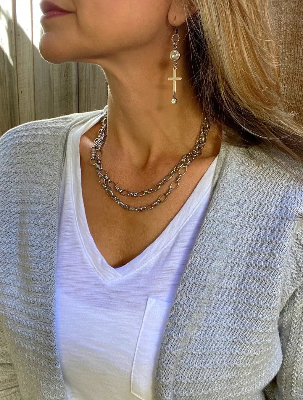 SILVER CROSS EARRINGS