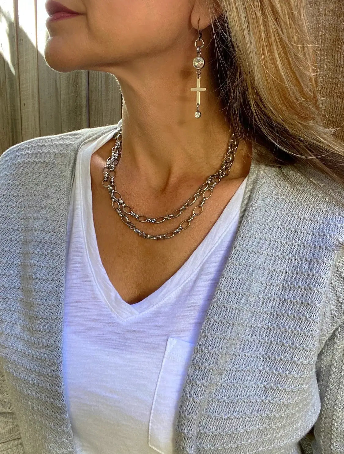 SILVER CROSS EARRINGS