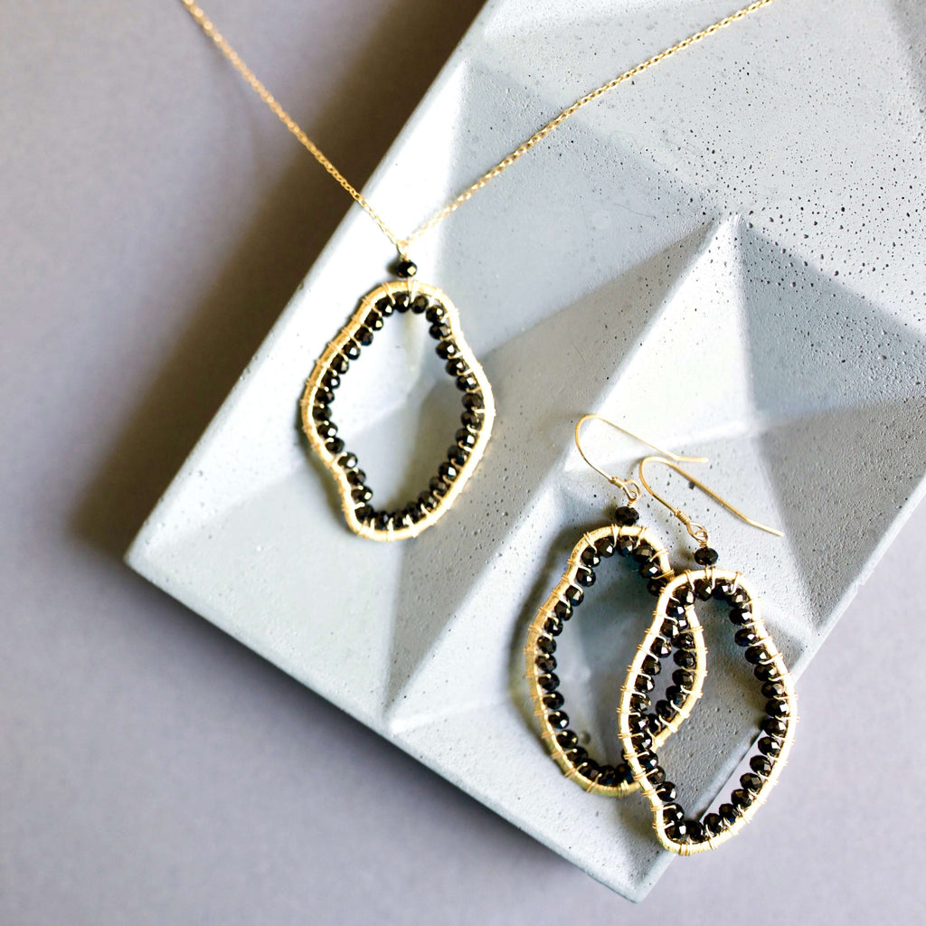 Black Spinel Freestyle Pendant Necklace