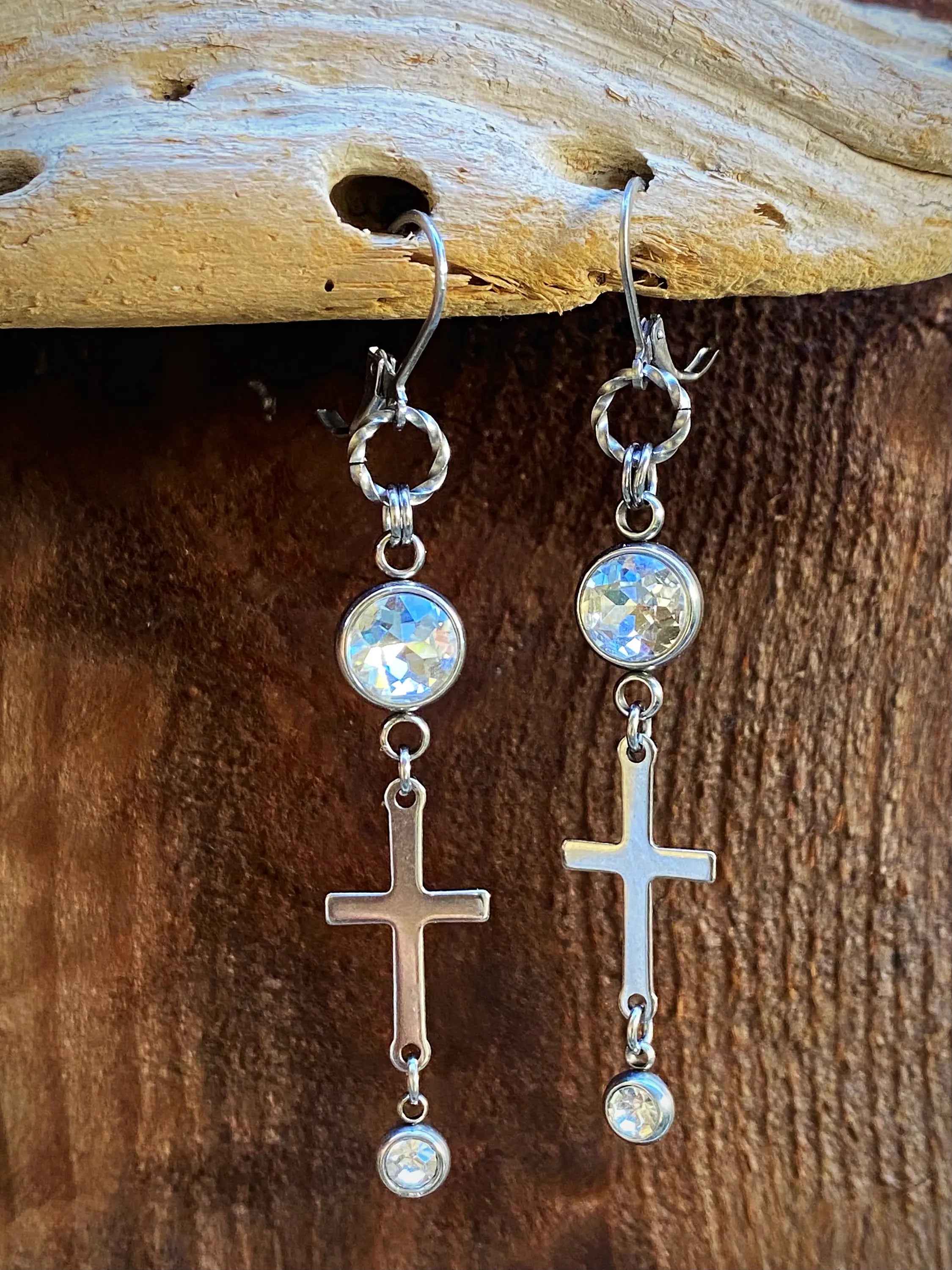 SILVER CROSS EARRINGS