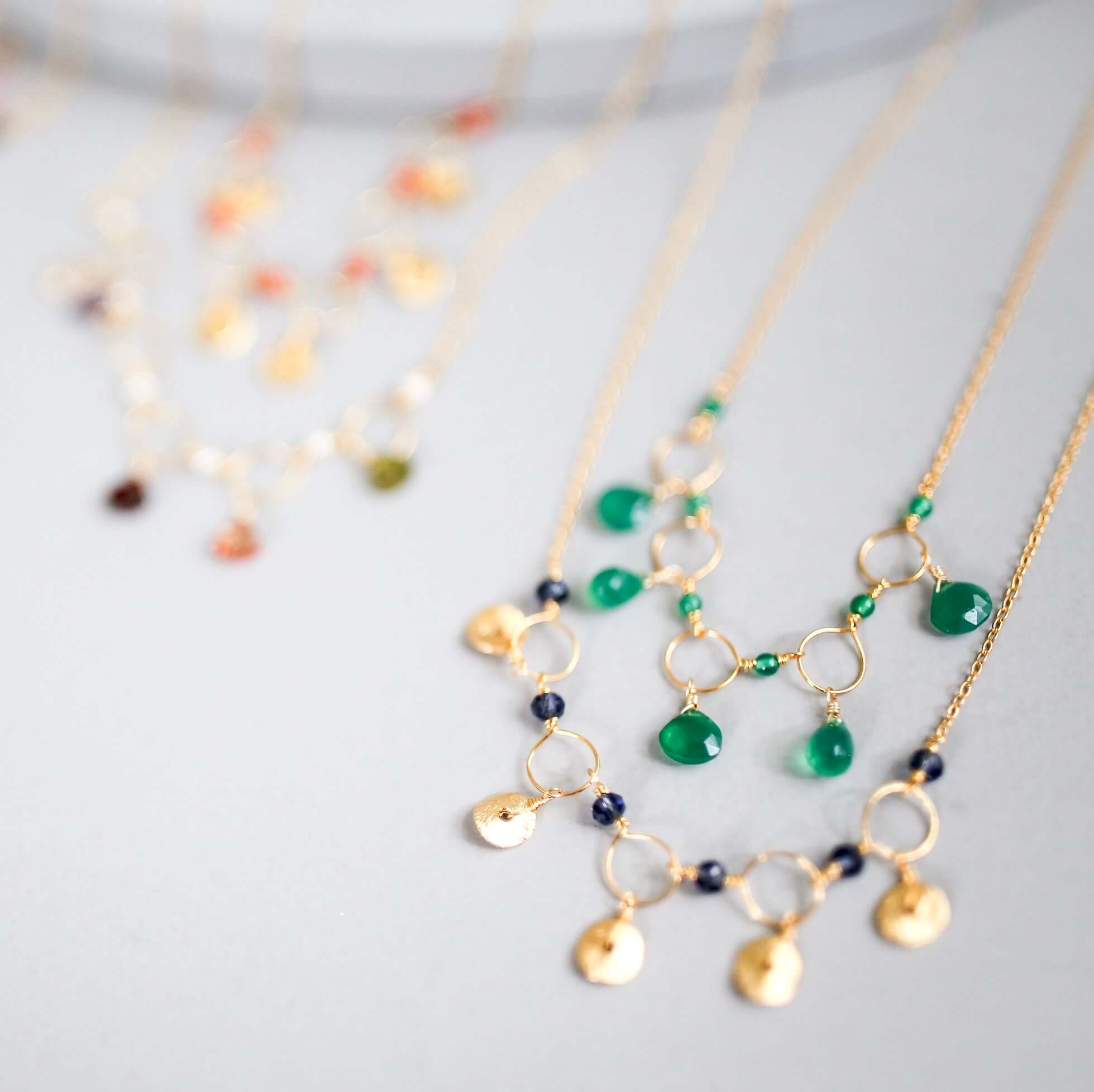 Orange Chalcedony Mini Chain Loop Necklace