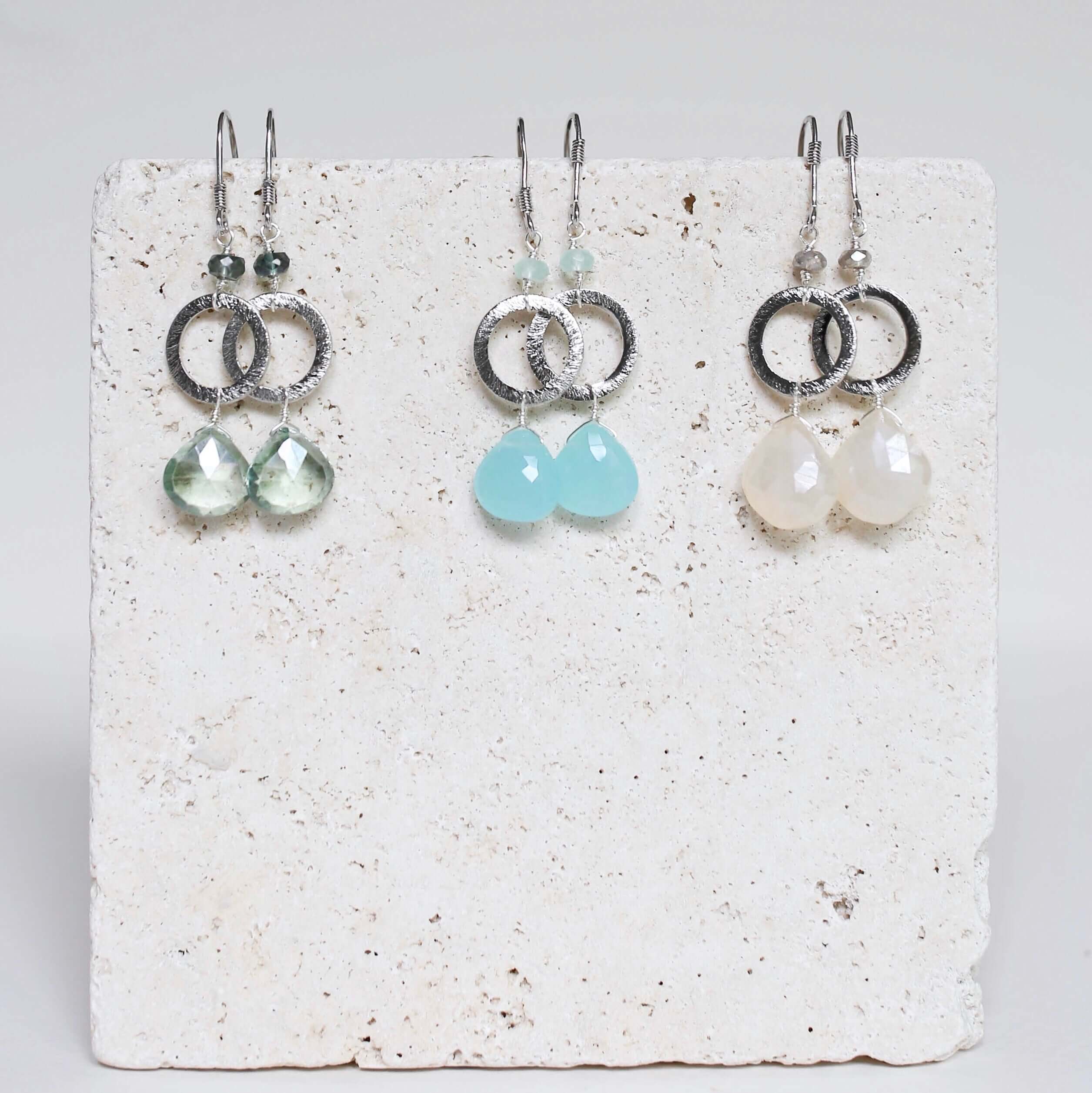 The Airie Earring - Blue Chalcedony Silver