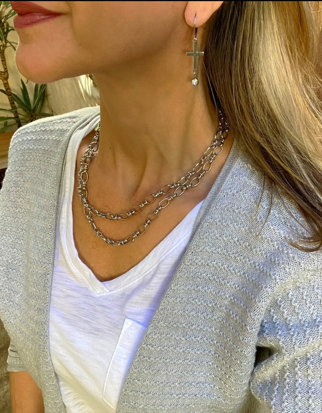 SILVER CROSS EARRINGS