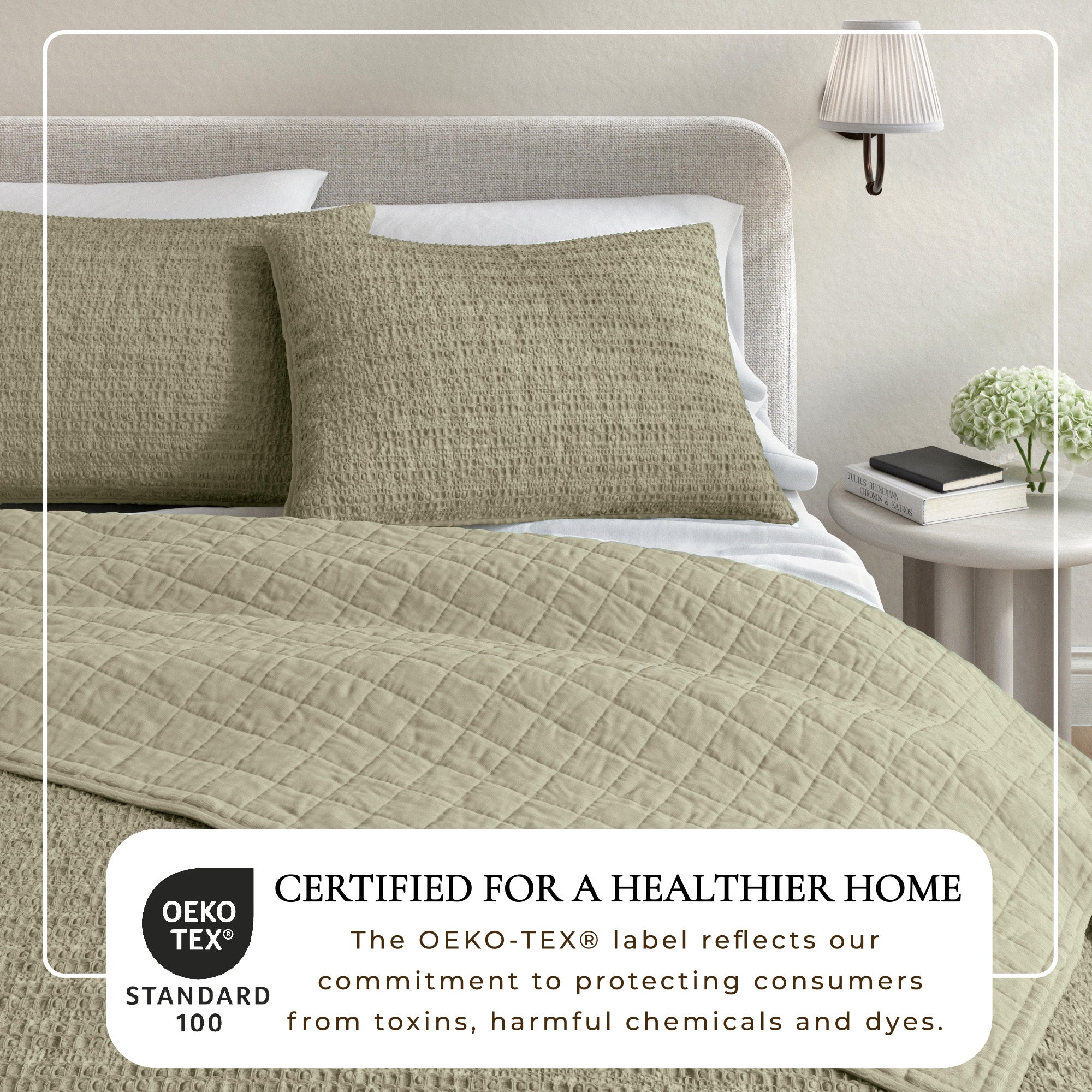 100% Cotton Honeycomb Waffle Garment Washed Quilt Set - Genevieve Collection