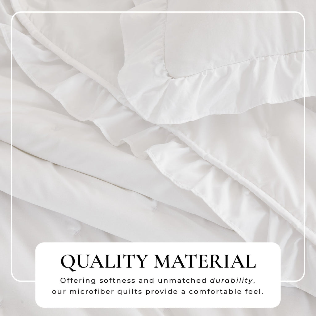 Dot Stitched Ruffled Quilt Set - Dot-Ruffled Collection